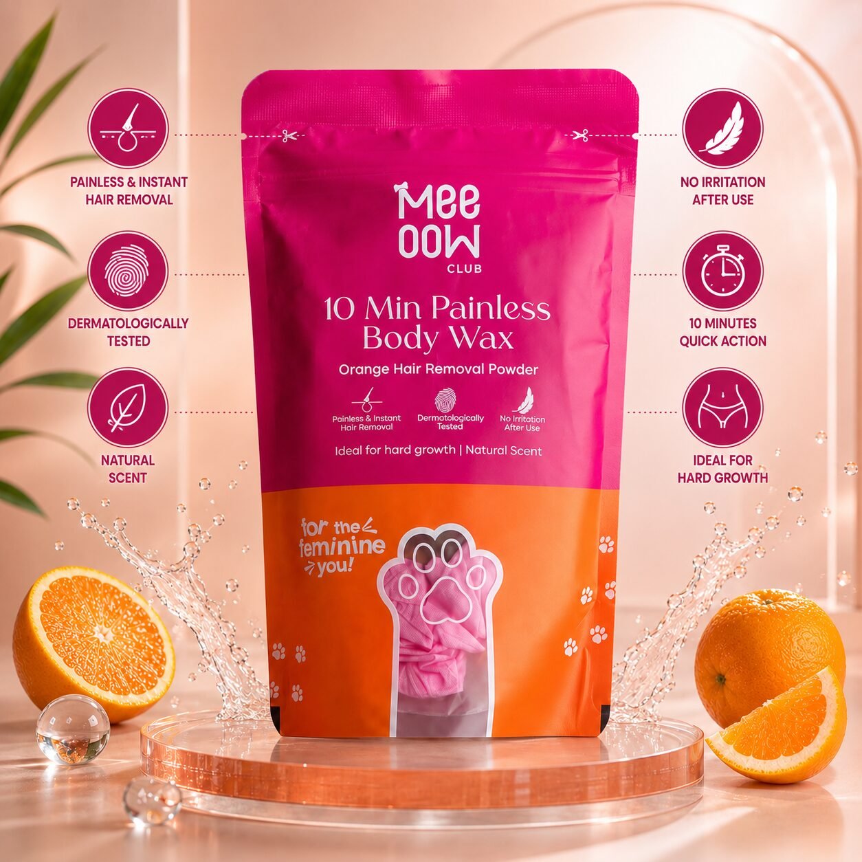 Meeoow 10 Min Painless Body Wax Powder